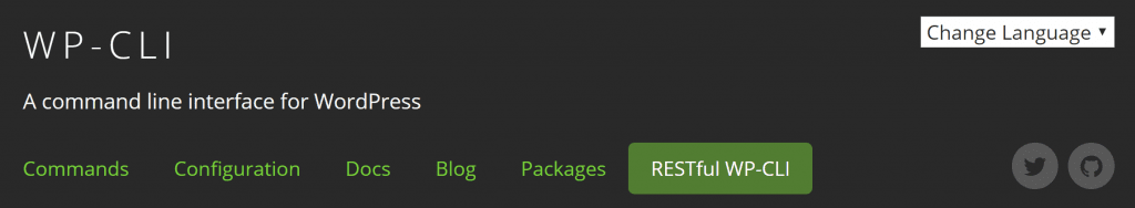 The WordPress Command Line Interface homepage.