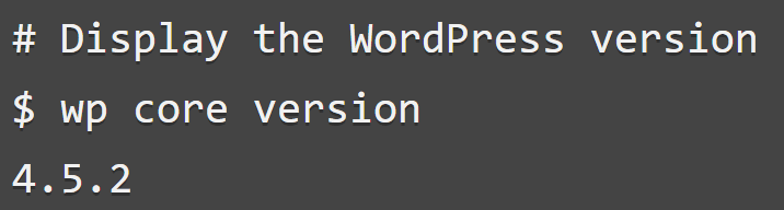 An example of the wp core version command.