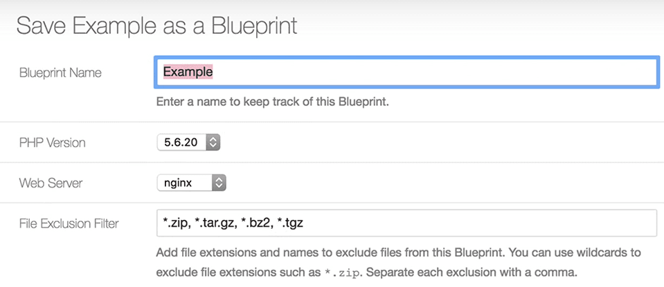 The details of a blueprint before being saved.