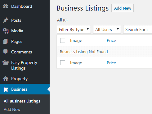 The new Business listings tab.