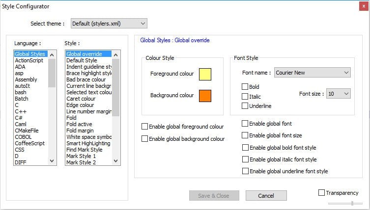 notepad++ style configurator