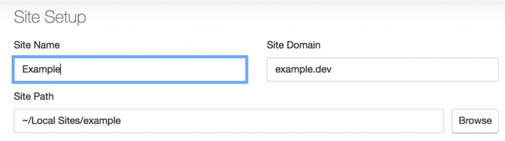 The options to modify your site's name, domain, and directory.