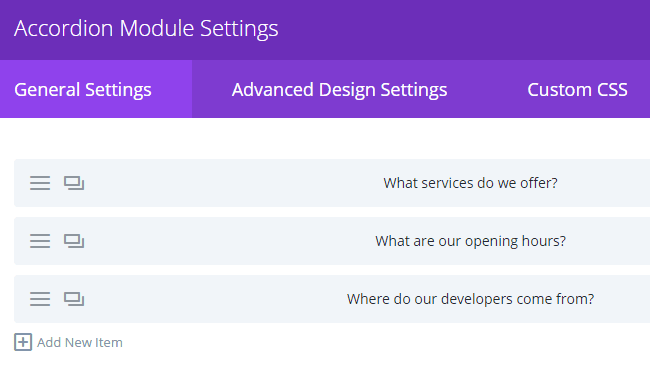 Divi's Accordion module.