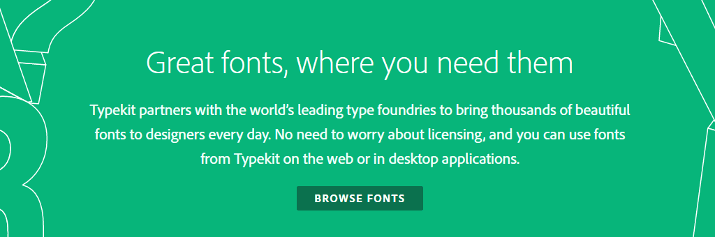 The Adobe Typekit homepage.