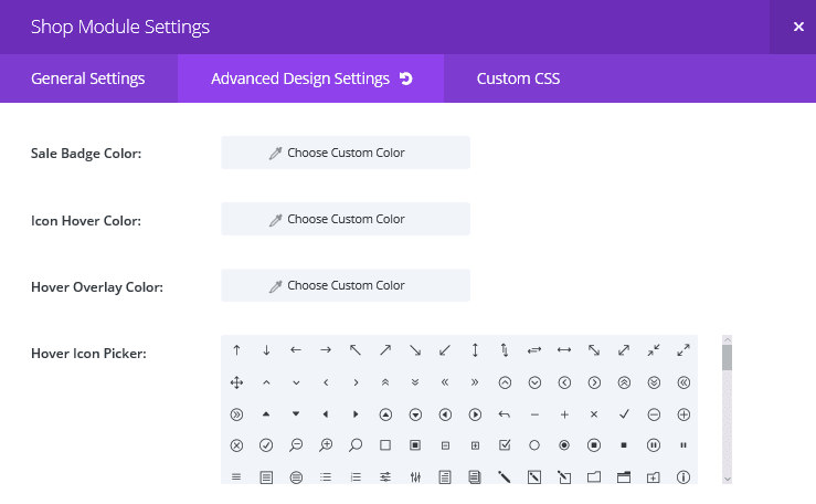 The Advanced Design Settings tab