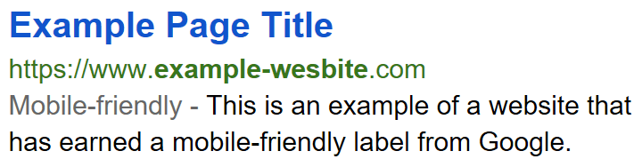 Mockup of what a mobile-friendly page used to look like in organic search results