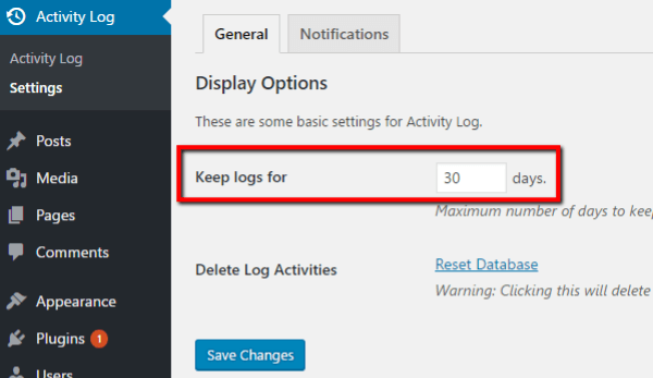 configure activity log