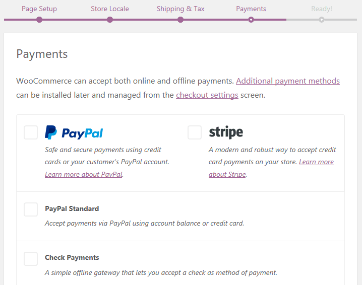 The Payments page