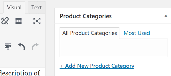 The Prodcut Categories section