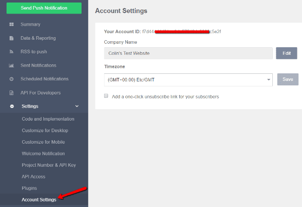 account settings