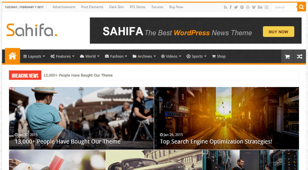 Sahifa demo homepage