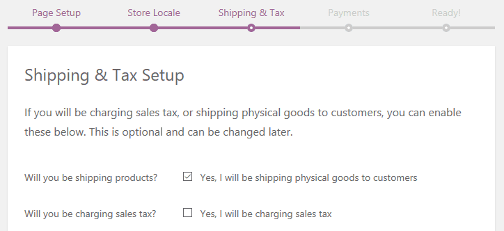 The Shipping & Tax page