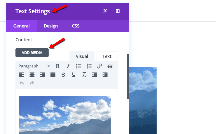 text settings