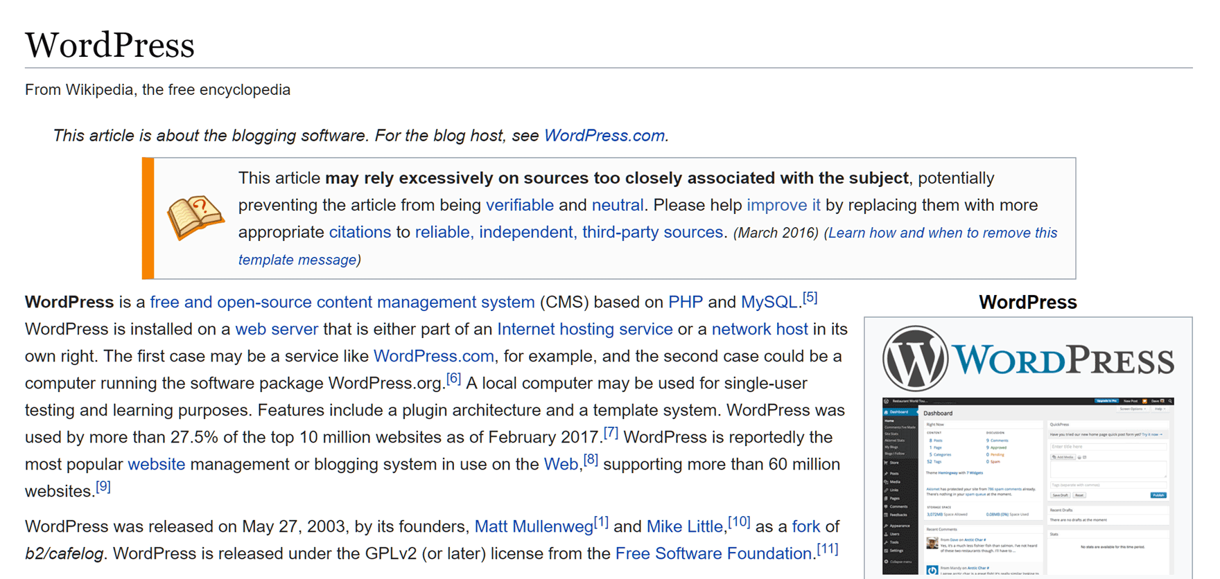 Wikipedia internal linking example