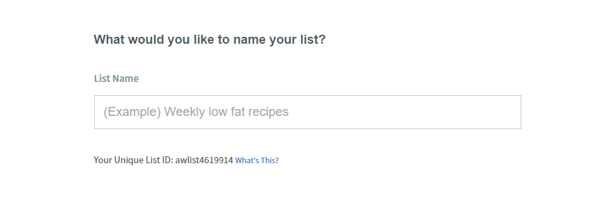 Setting a name for your mailing list.