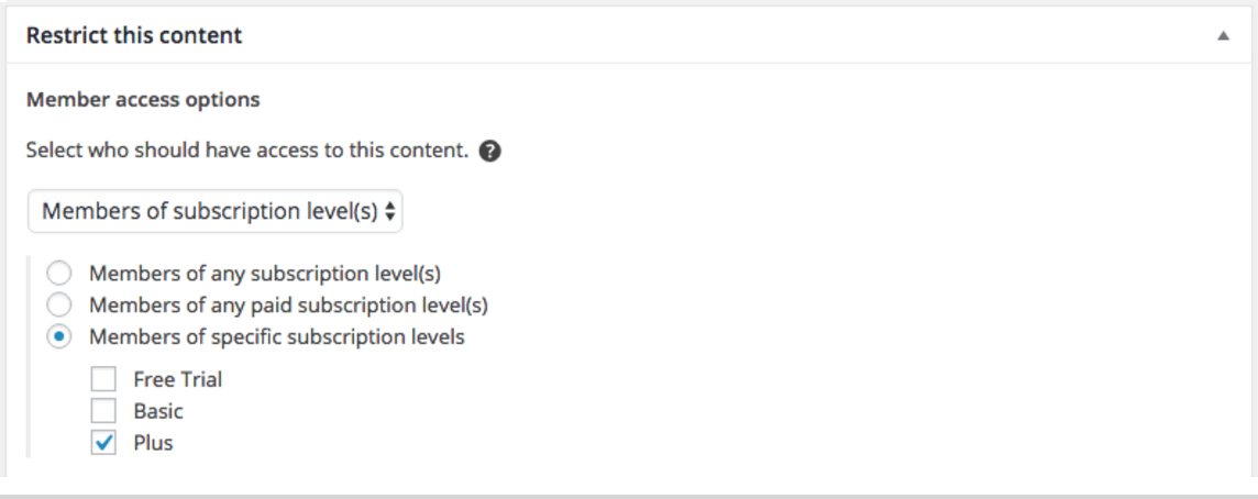 Restrict content with the editor meta box.