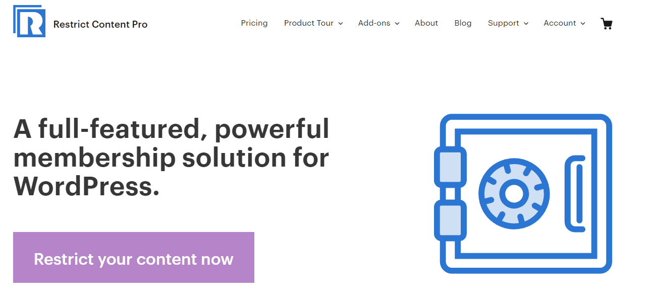 The Restrict Content Pro WordPress Plugin homepage.