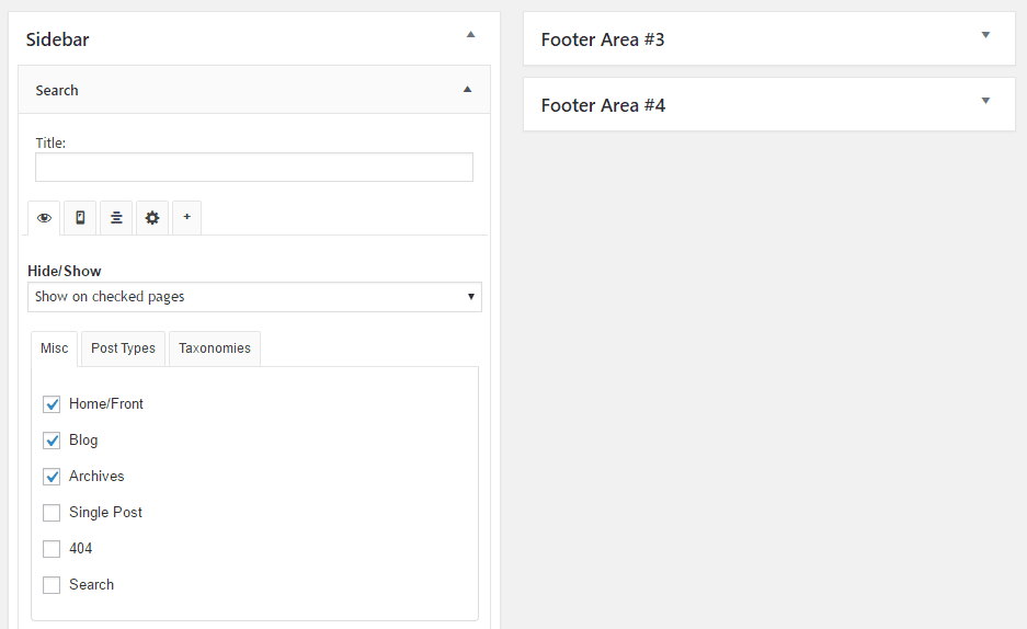 Setting up visibility settings.