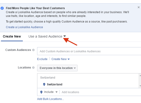 Saved Audiences Facebook marketing