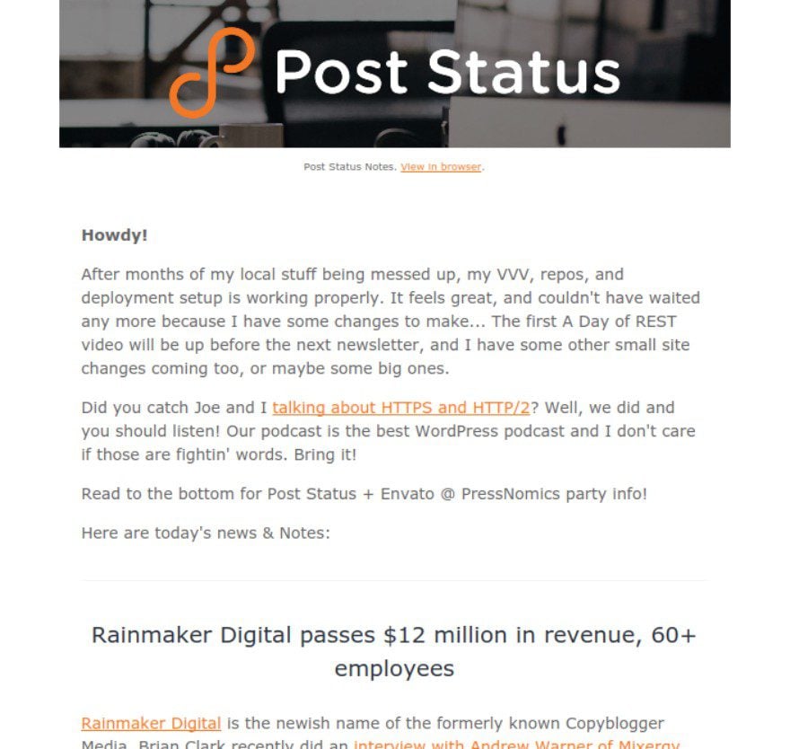 Post Status newsletter