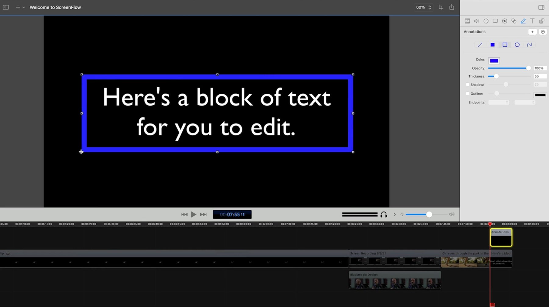 ScreenFlow video editing