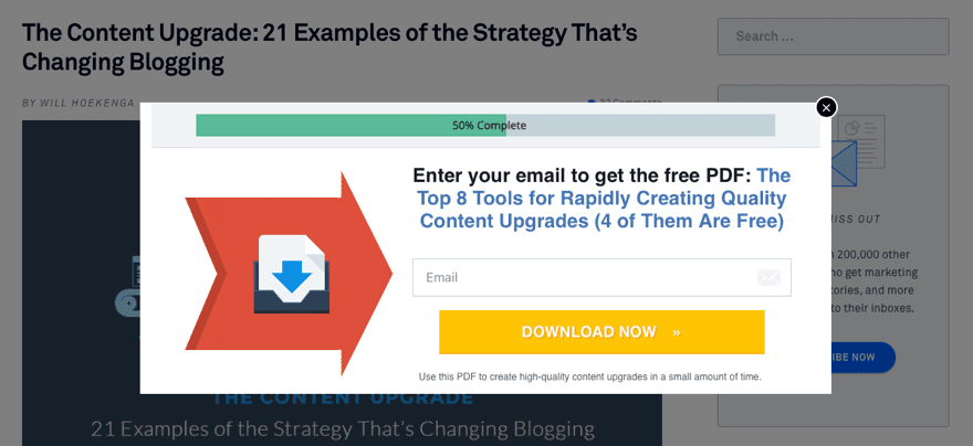 Content Upgrade Popup Leadpages