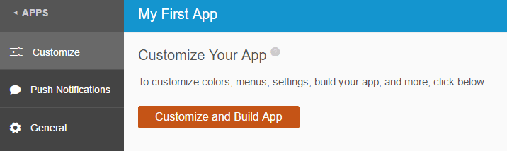 The Customize and Build Your App option.