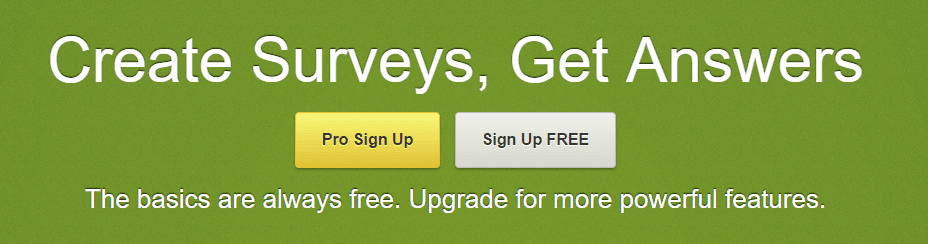 The SurveyMonkey homepage.