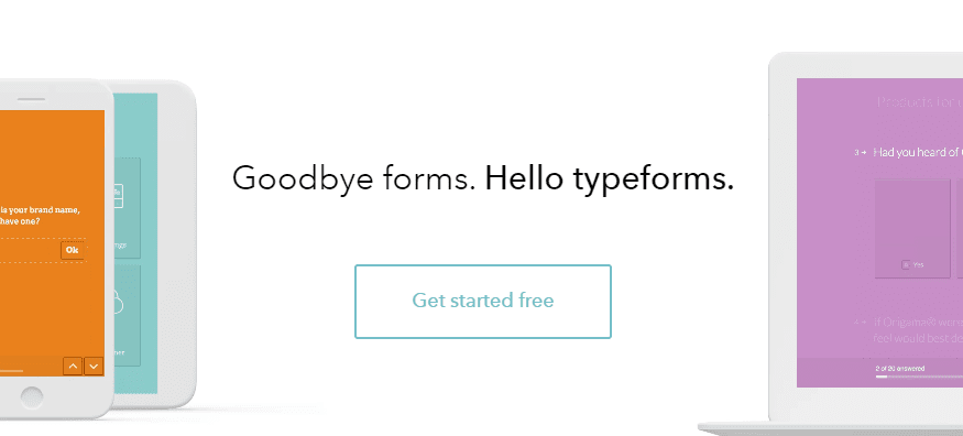 The Typeform homepage.