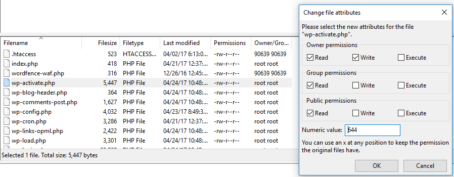 Configuring the permission levels for a WordPress site.