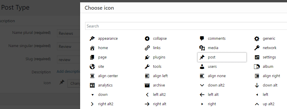 Changing the dashboard icon for your custom post type.