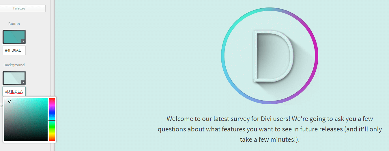 Changing your survey's color palette.