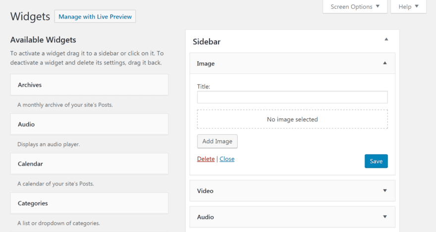 The new WordPress Image Widget.