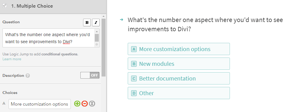 An example of a multiple choice question.