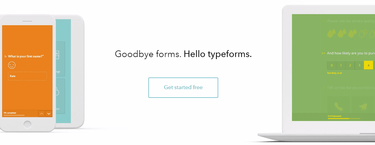 The Typeform homepage.