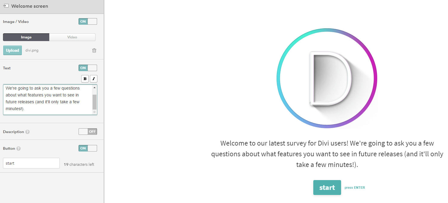 An example of a survey welcome screen.