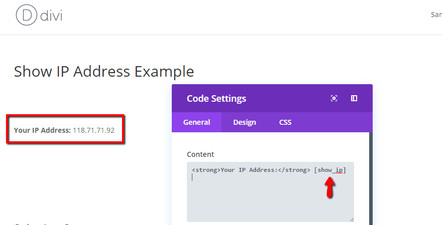 Divi IP address