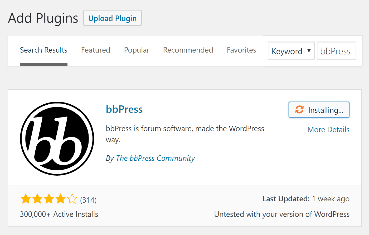 Add the bbPress Plugin