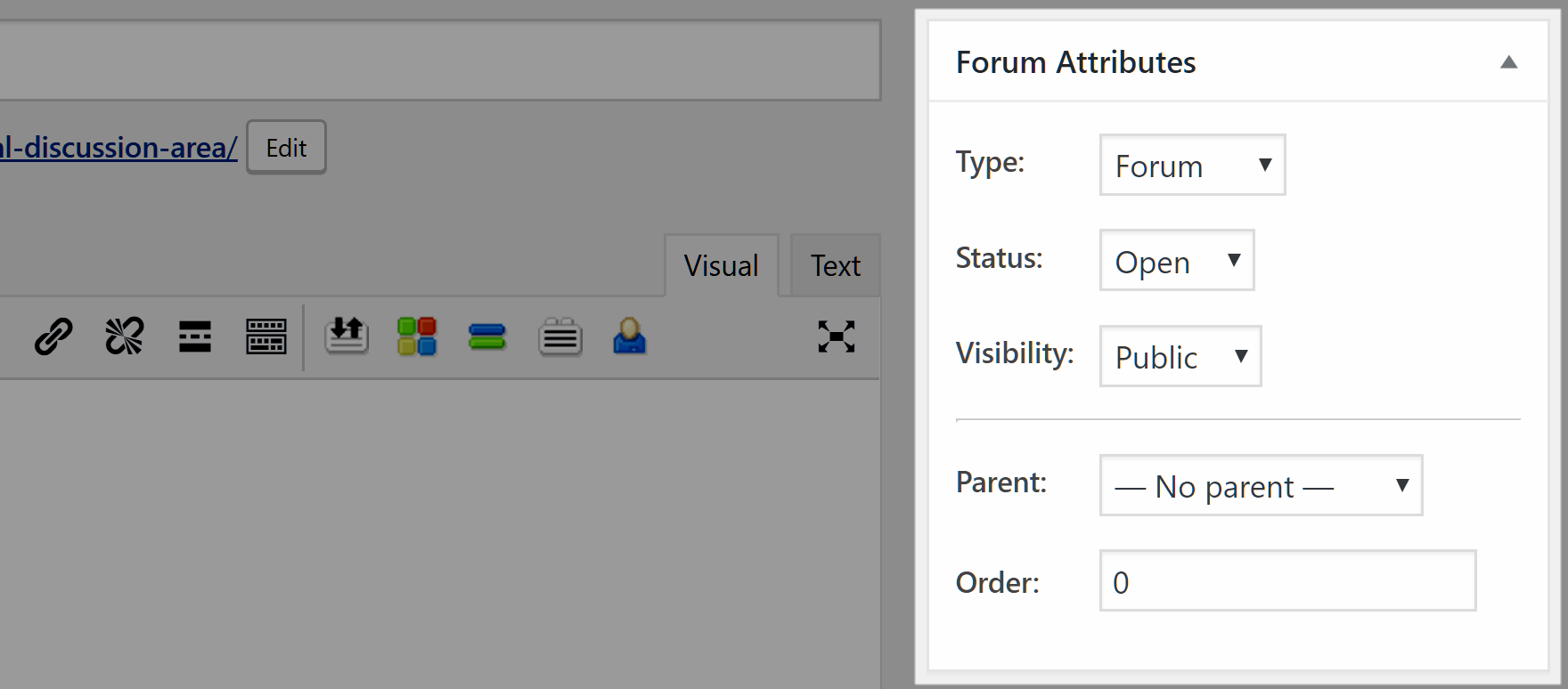 Set the forum attributes 