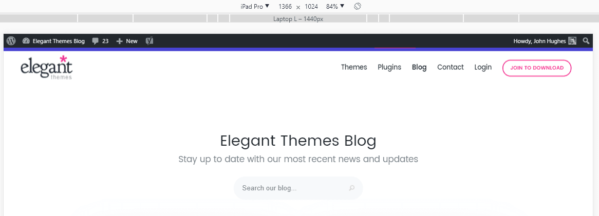 Elegant Theme's mobile website.