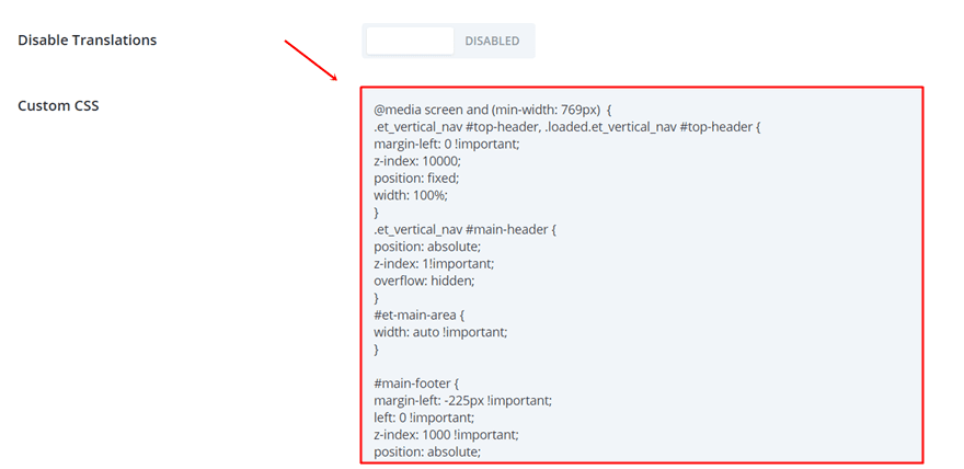 standard and vertical navigation