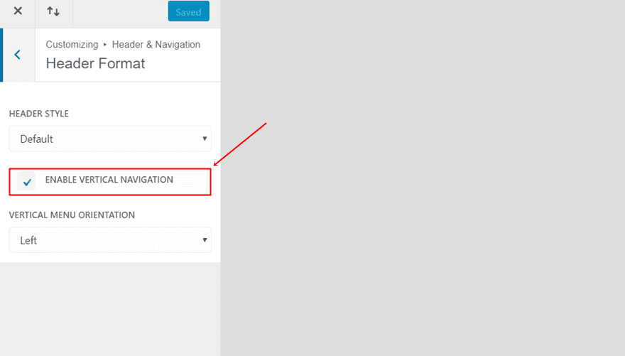 standard and vertical navigation