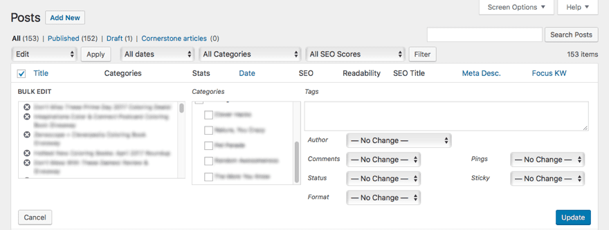 Bulk Edit Posts in WordPress