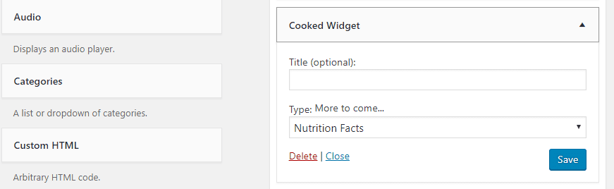 The Cooked plugin's widget.