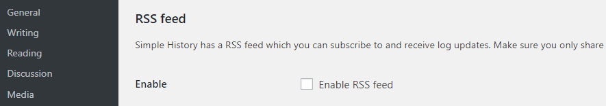 Enabling the RSS feed option for your logs.