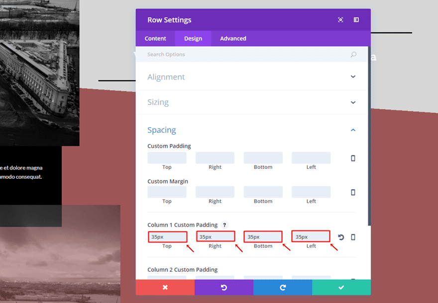 row alignment