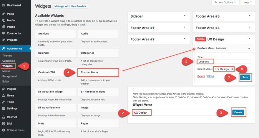 create course menu