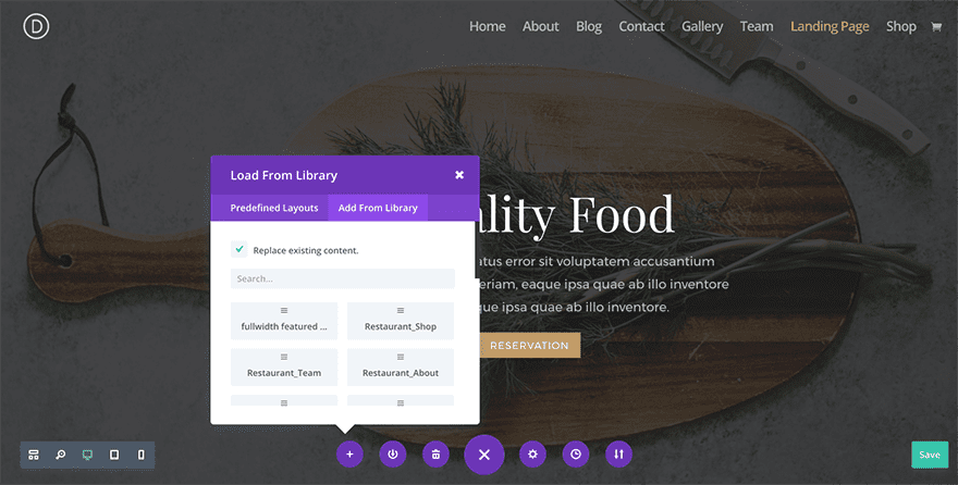 divi-restaurant-layout-pack-add-from-library