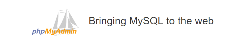 The phpMyAdmin homepage.