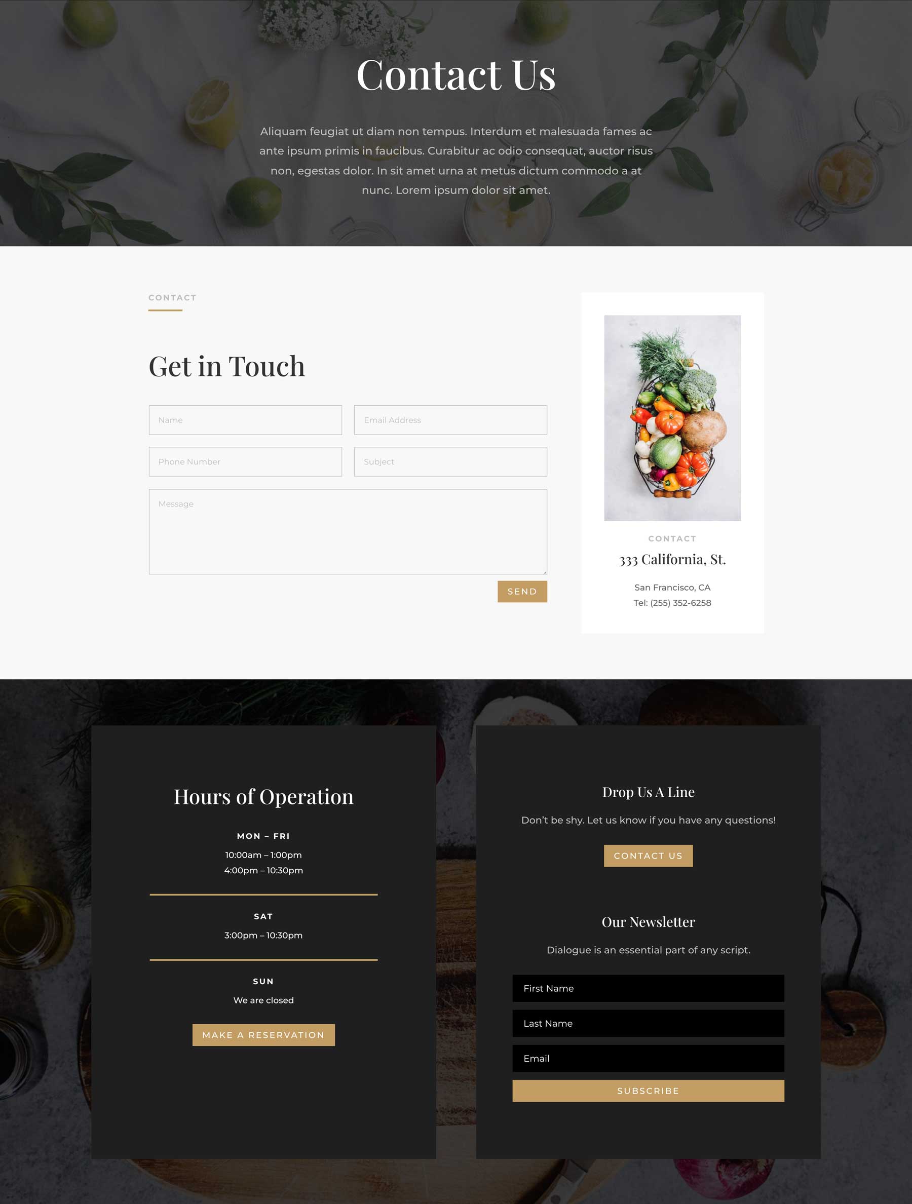 divi restaurant website